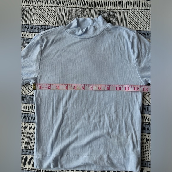 Aritiza Babaton Womens Light Blue Mock Neck Ribbed Short Gonzalo Hip T-Shirt XS - Picture 7 of 8